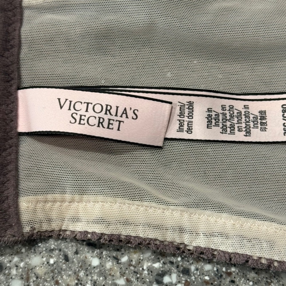 Victorias Secret Lined Demi Longline Bra Lace Mauve 36C Underwire Romantic - Picture 4 of 6